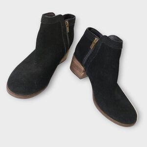 Koolabura Ugh‎ Womens Booties Sz 9 Black Suede Zip 2" Block Heels